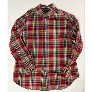 Ralph Lauren Vintage Feel Plaid Flannel 3XLT Dark Academia Grunge Shirt Outdoor